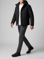 Men's Autumn Hooded Padded Parka with Zip Sleeve Pocket