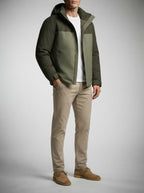 Men's Autumn Hooded Padded Parka with Zip Sleeve Pocket