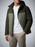 Men's Autumn Hooded Padded Parka with Zip Sleeve Pocket