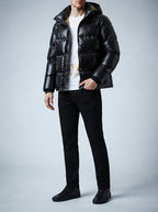 Men's Autumn Hooded Puffer Jacket with Contrast Lining