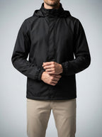 Men's Autumn Hooded Rain Jacket with Stand Collar