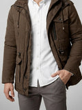 Men's Autumn Hooded Washed Cotton Utility Parka