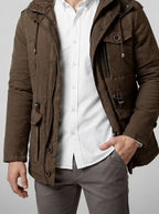 Men's Autumn Hooded Washed Cotton Utility Parka