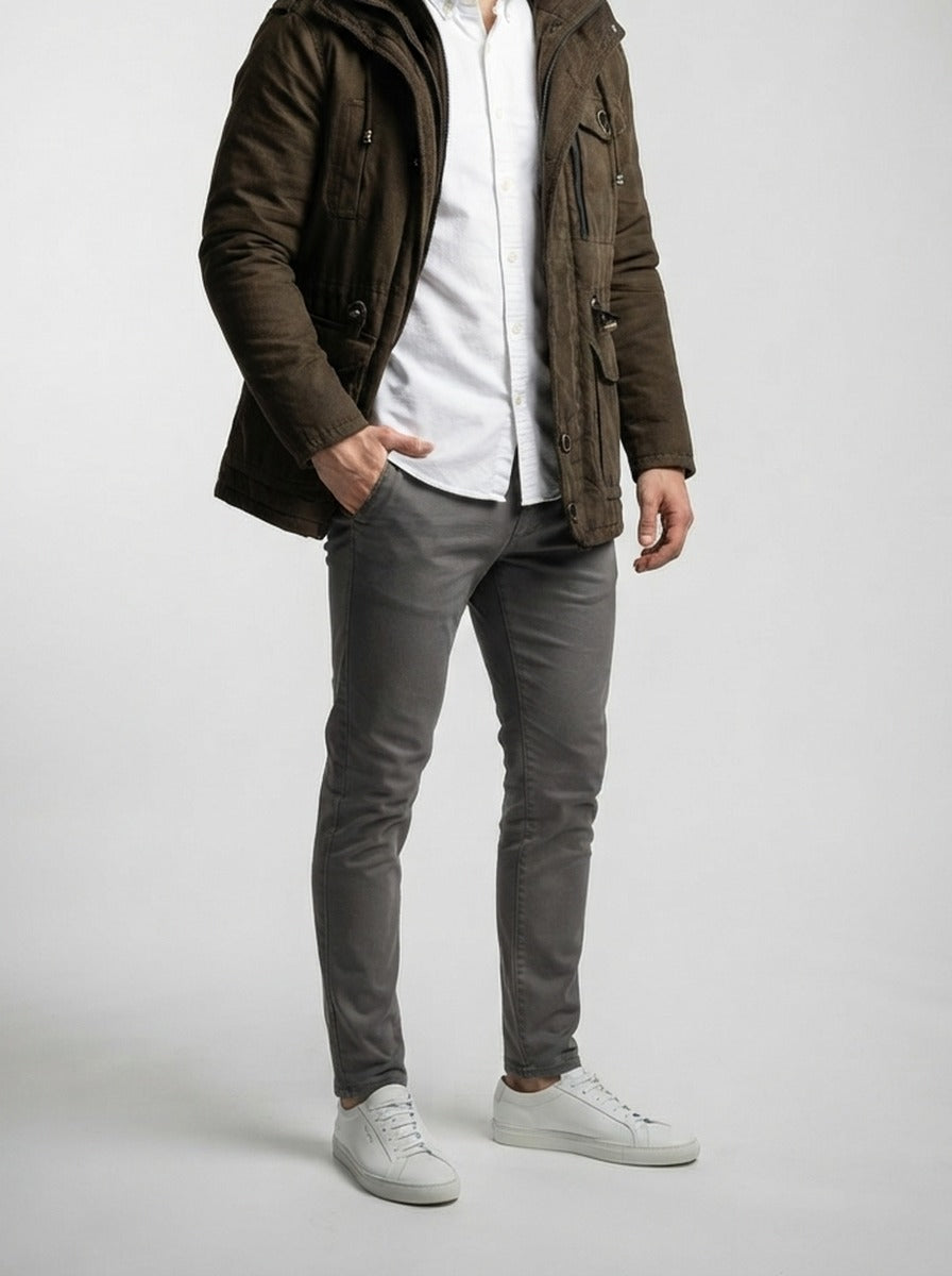 Men's Autumn Hooded Washed Cotton Utility Parka
