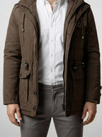 Men's Autumn Hooded Washed Cotton Utility Parka