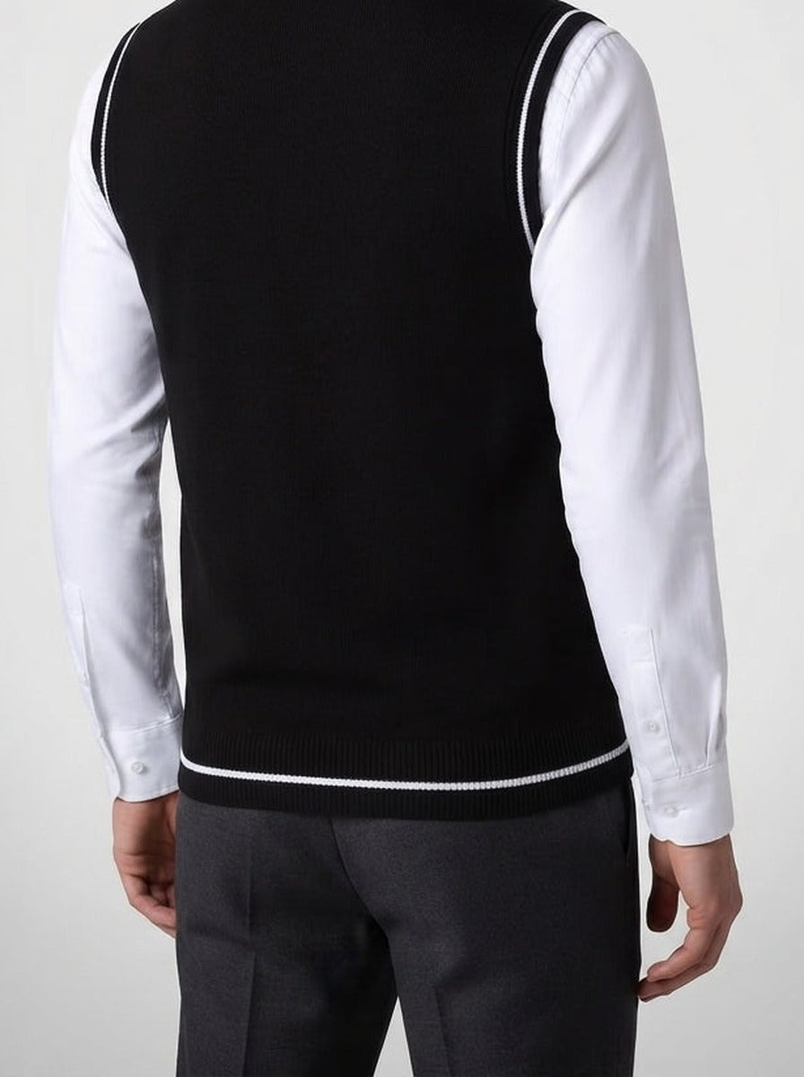 Men's Autumn Knit Sleeveless Jumper Vest with V-Neck