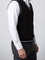 Men's Autumn Knit Sleeveless Jumper Vest with V-Neck