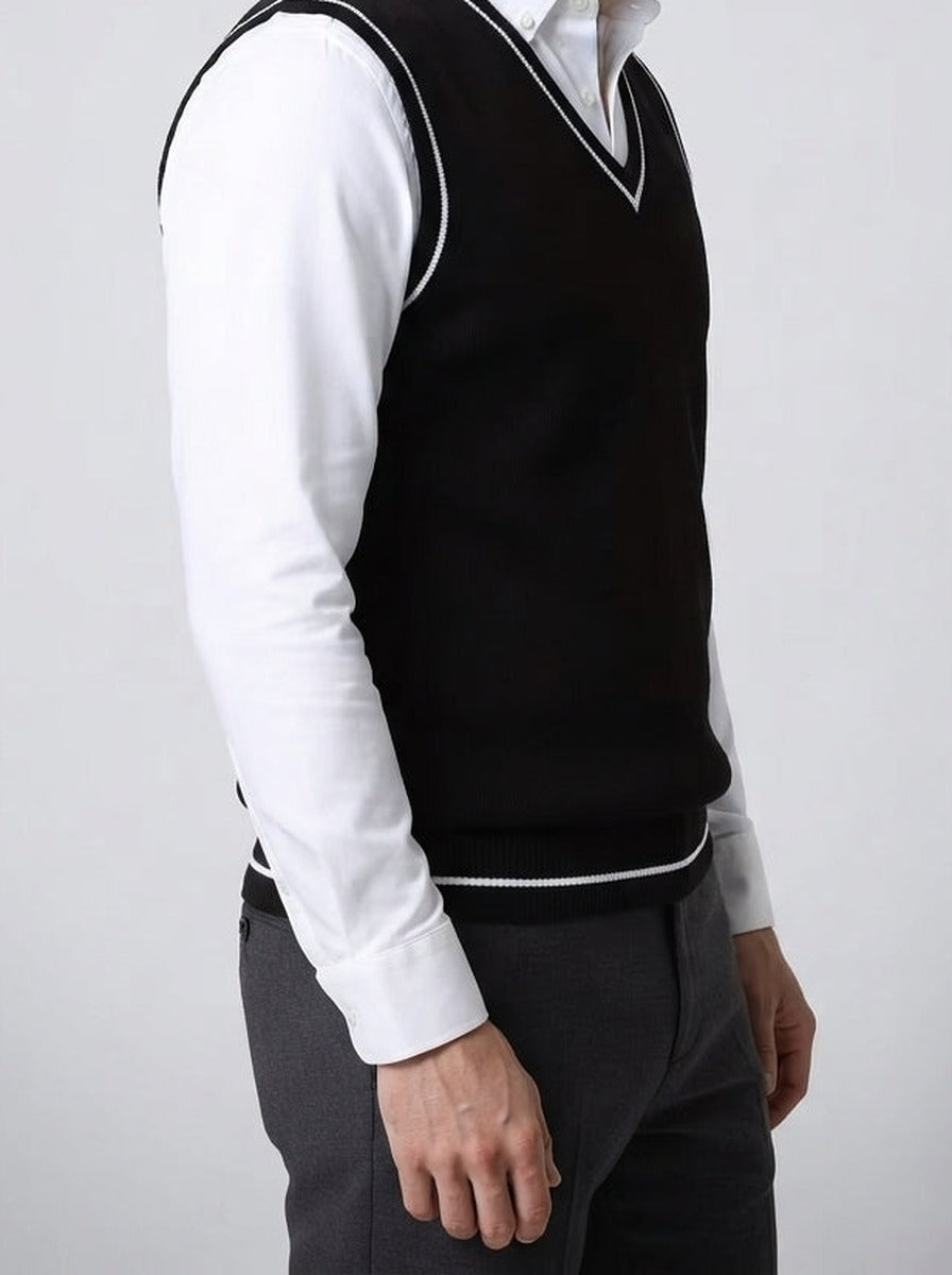 Men's Autumn Knit Sleeveless Jumper Vest with V-Neck
