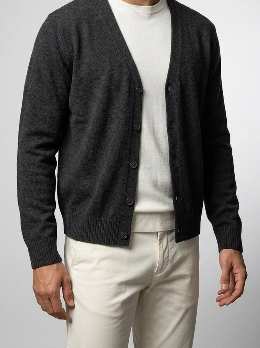 Men's Autumn Knit V Neck Button Cardigan