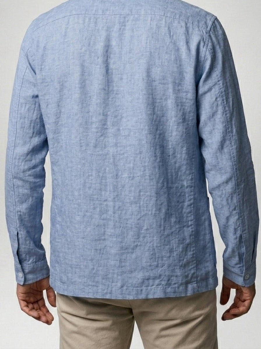 Men's Autumn Linen Overshirt with Notch Lapels