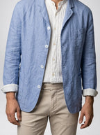 Men's Autumn Linen Overshirt with Notch Lapels