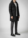 Men's Autumn Longline Hooded Padded Coat with Snap Placket | Parka Style
