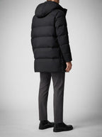 Men's Autumn Longline Hooded Padded Coat with Snap Placket | Parka Style