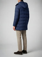 Men's Autumn Longline Padded Parka Coat with Detachable Hood