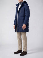 Men's Autumn Longline Padded Parka Coat with Detachable Hood
