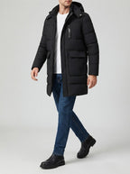Men's Autumn Longline Padded Parka Coat with Detachable Hood