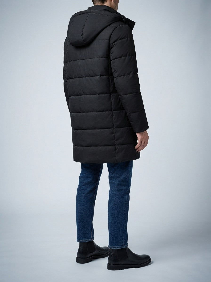 Men's Autumn Longline Padded Parka Coat with Detachable Hood