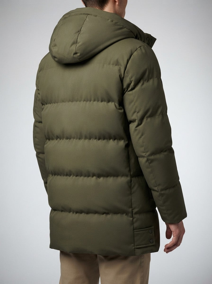 Men's Autumn Longline Puffer Coat with Zip Chest Pocket