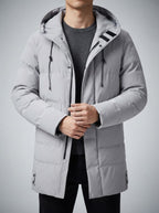 Men's Autumn Longline Puffer Coat with Zip Chest Pocket
