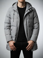 Men's Autumn Longline Puffer Coat with Zip Chest Pocket