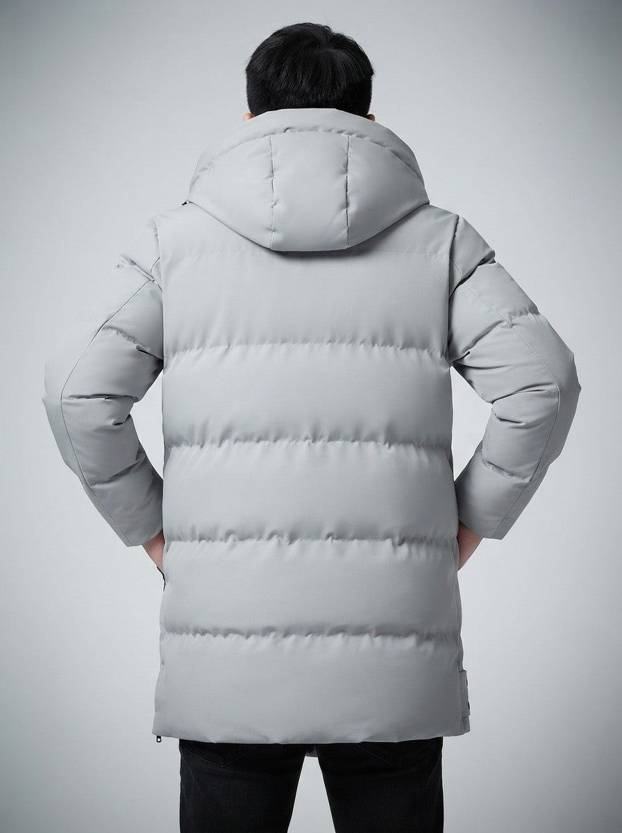 Men's Autumn Longline Puffer Coat with Zip Chest Pocket