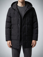 Men's Autumn Longline Puffer Coat with Zip Chest Pocket