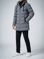 Men's Autumn Longline Quilted Puffer Coat with Hood