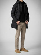 Men's Autumn Longline Quilted Puffer Coat with Hood