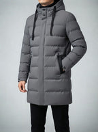 Men's Autumn Longline Quilted Puffer Coat with Hood
