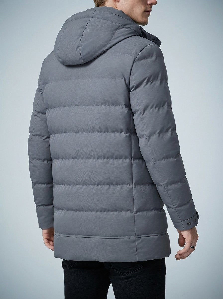 Men's Autumn Longline Quilted Puffer Coat with Hood