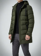 Men's Autumn Longline Quilted Puffer Coat with Hood