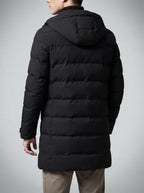 Men's Autumn Longline Quilted Puffer Coat with Hood