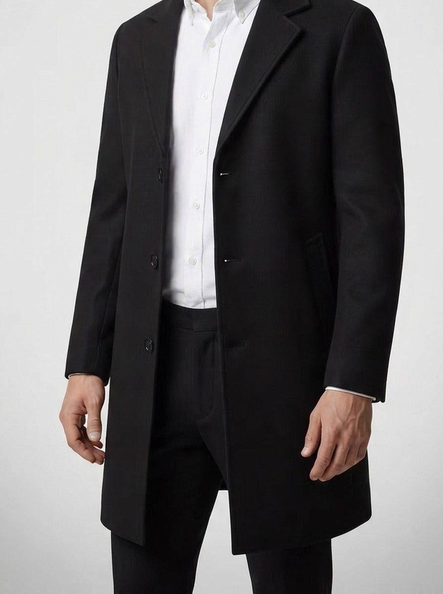 Men's Autumn Notch Lapel Single Breasted Wool Overcoat