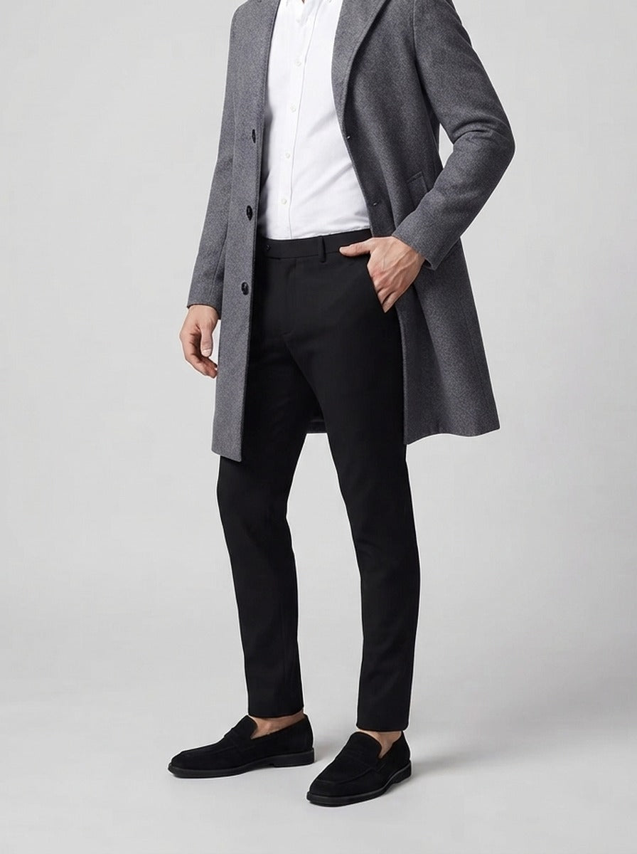 Men's Autumn Notch Lapel Single Breasted Wool Overcoat