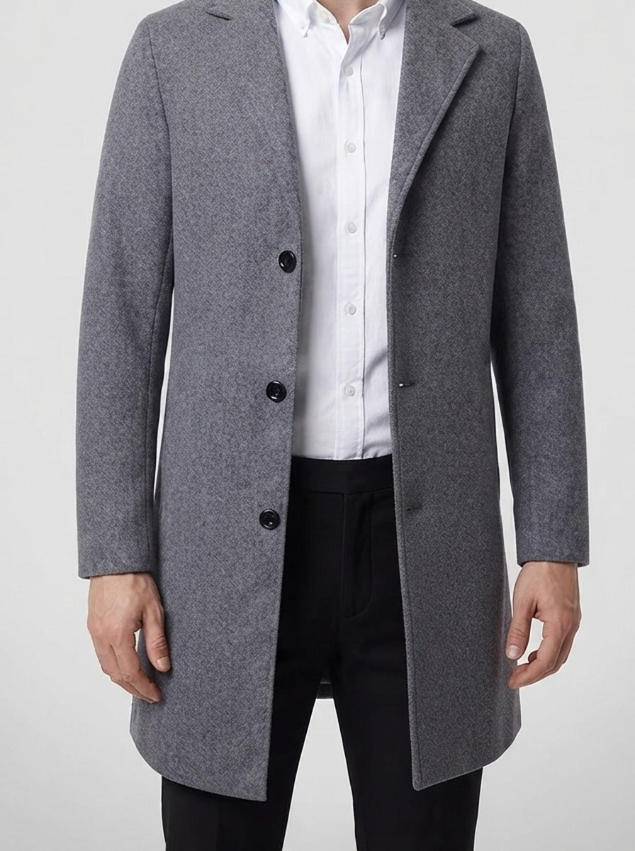 Men's Autumn Notch Lapel Single Breasted Wool Overcoat