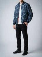 Men's Autumn Padded Bomber Jacket with Sleeve Zip Pocket