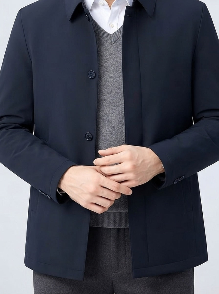 Men's Autumn Padded Jacket with Point Collar