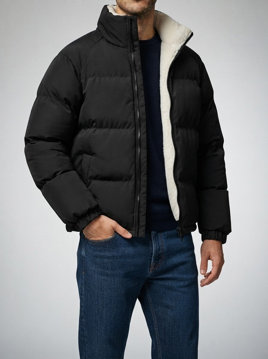 Men's Autumn Padded Puffer Jacket with Borg Lining