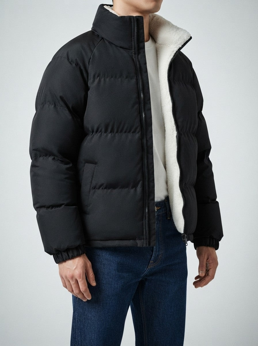 Men's Autumn Padded Puffer Jacket with Borg Lining