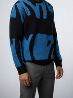 Men's Autumn Patterned Chunky Knit Crew Neck Jumper