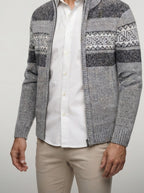 Men's Autumn Patterned Knit Zip-Up Jumper