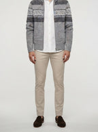 Men's Autumn Patterned Knit Zip-Up Jumper