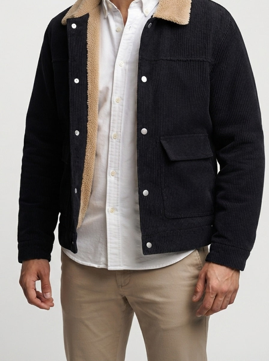 Men's Autumn Pile Collar Corduroy Trucker Jacket