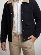 Men's Autumn Pile Collar Corduroy Trucker Jacket