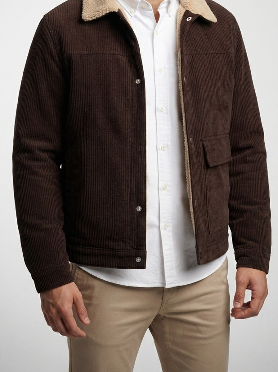 Men's Autumn Pile Collar Corduroy Trucker Jacket