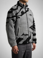Men's Autumn Plush Zebra Print Fleece Jacket with Stand Collar