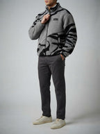 Men's Autumn Plush Zebra Print Fleece Jacket with Stand Collar