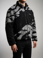 Men's Autumn Plush Zebra Print Fleece Jacket with Stand Collar
