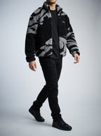 Men's Autumn Plush Zebra Print Fleece Jacket with Stand Collar