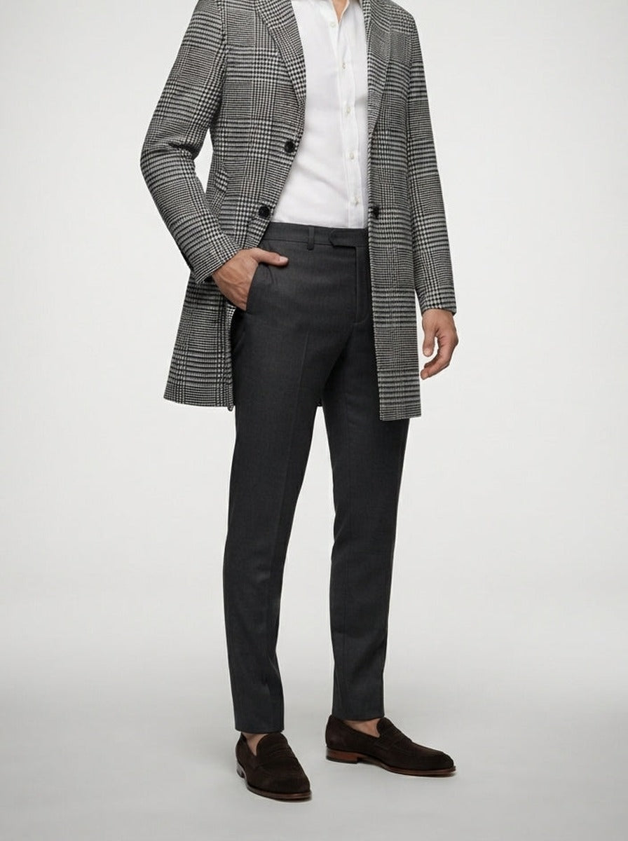Men's Autumn Prince of Wales Check Wool Overcoat